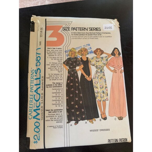 McCall's Misses Dress Sewing Pattern Sz 12 - 16 5871 - Uncut - Picture 9 of 9